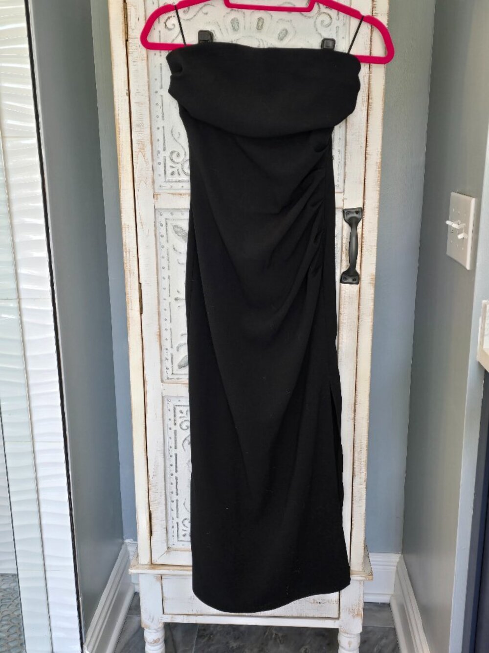 Zara Strapless Midi Dress with Side Rusching - Size Small - Black
